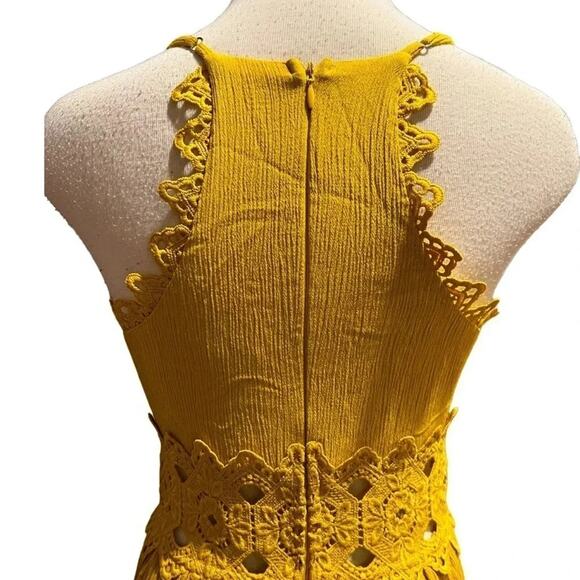 Lulu's Small This Love Mustard Yellow Lace Maxi Dress Size S - Picture 13 of 14
